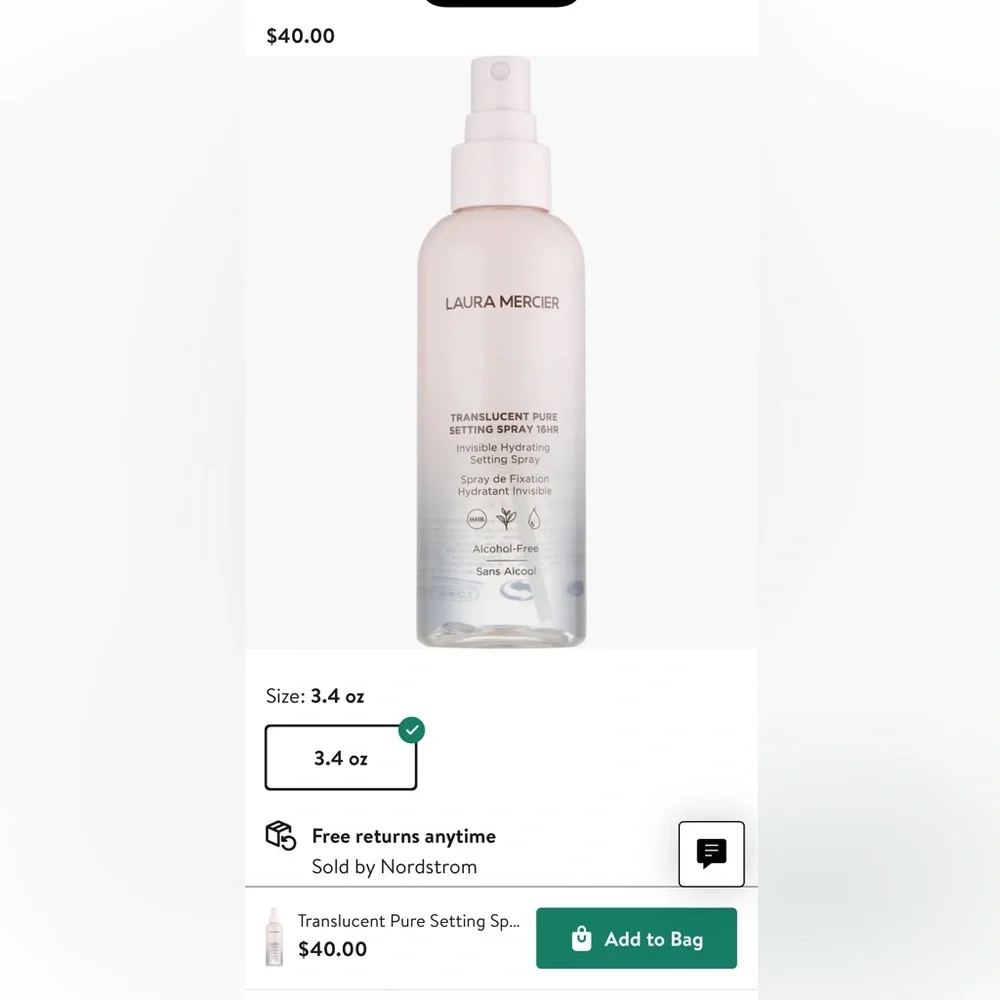 Laura Mercier Translucent Setting Spray 3.4 oz- new in box-‎ retail 40